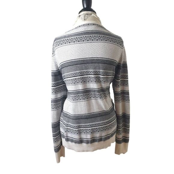 Womens Button-Up Cardigan 2XL Sweater  Black White Geometric Knit Classic Retro - Picture 3 of 6